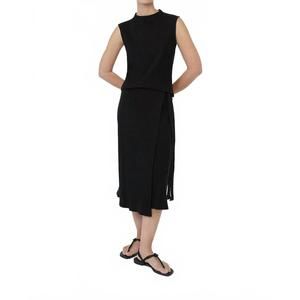 NEW DĀL THE LABEL rib knit wrap skirt in black